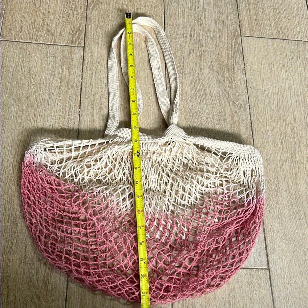 Pink and Cream Mesh Beach Hobo Bag for Summer